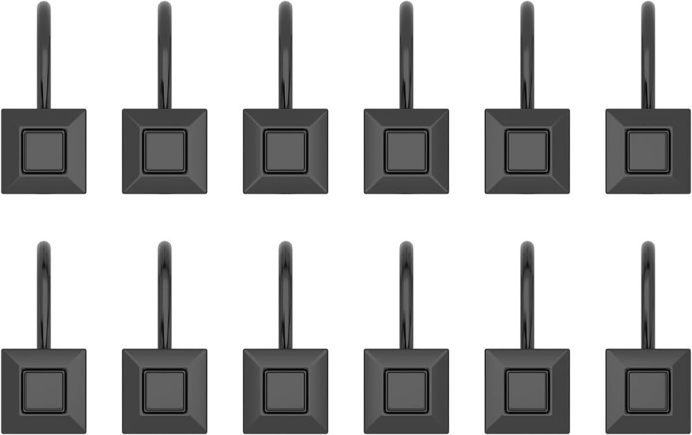 GILLAS Shower Curtain Decorative Hooks, Set of 24 - Black